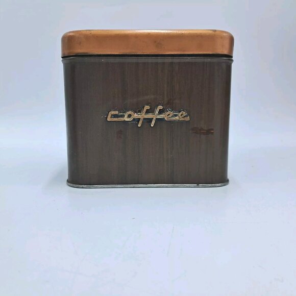 Kenmore Brown Metal Canister Set-Flour-Sugar-Coffee-Tea-Mid Century Kitchen-READ - Picture 7 of 16